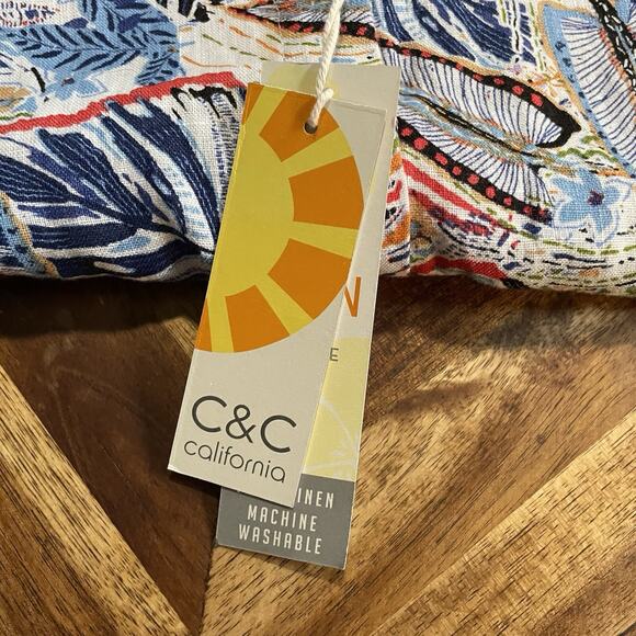 C&C California Shirt Dress Linen Botanical Button Up Short Sleeve Small New‎ - Picture 3 of 8